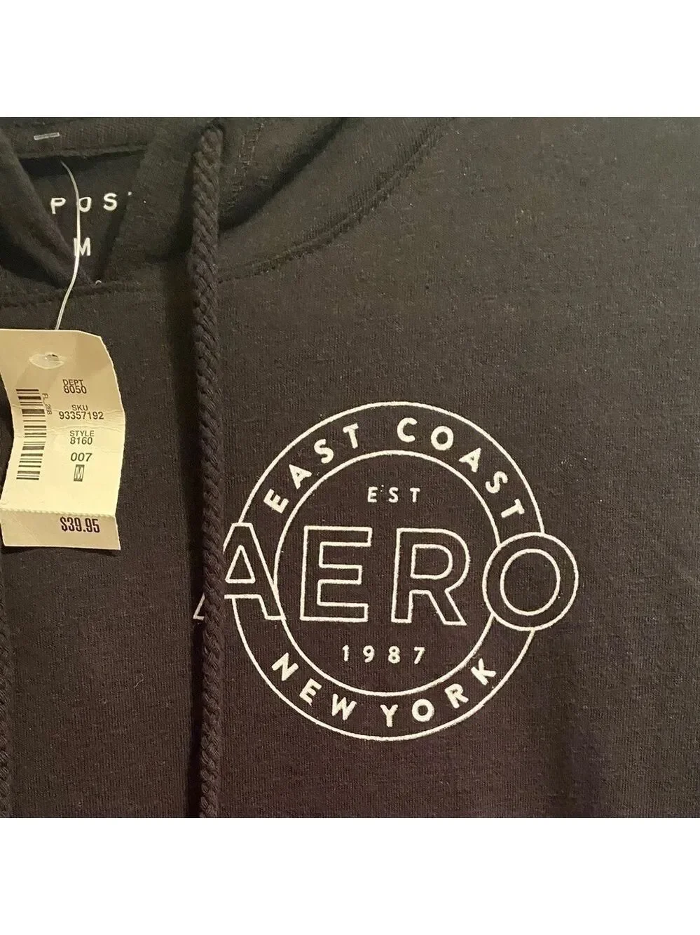 Aeropostale Black & Metallic Hoodie Shirt Girl’s Medium Long Sleeve NWT!!